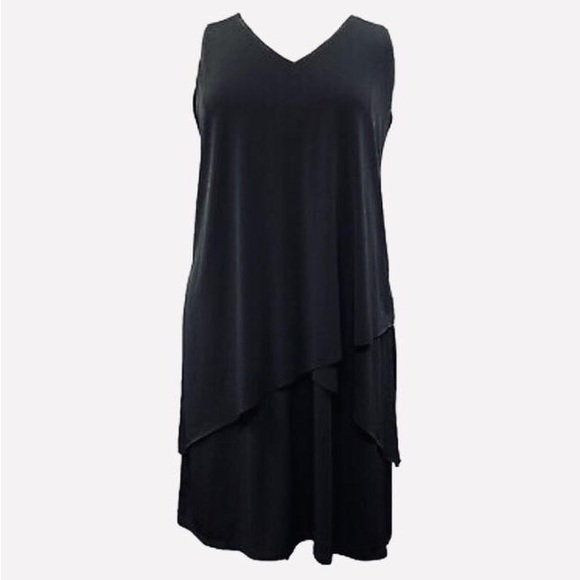 New Susan Graver Regular Liquid Knit Sleeveless Tiered Asymmetrical Hem Dress - Picture 5 of 16